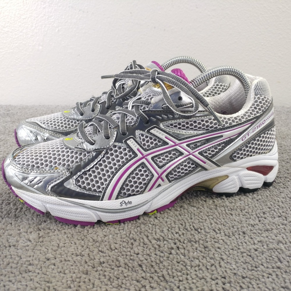 Asics GT-2160 Womens Size 9 Running Shoes Silver Purple Lace Up Low Top T154N